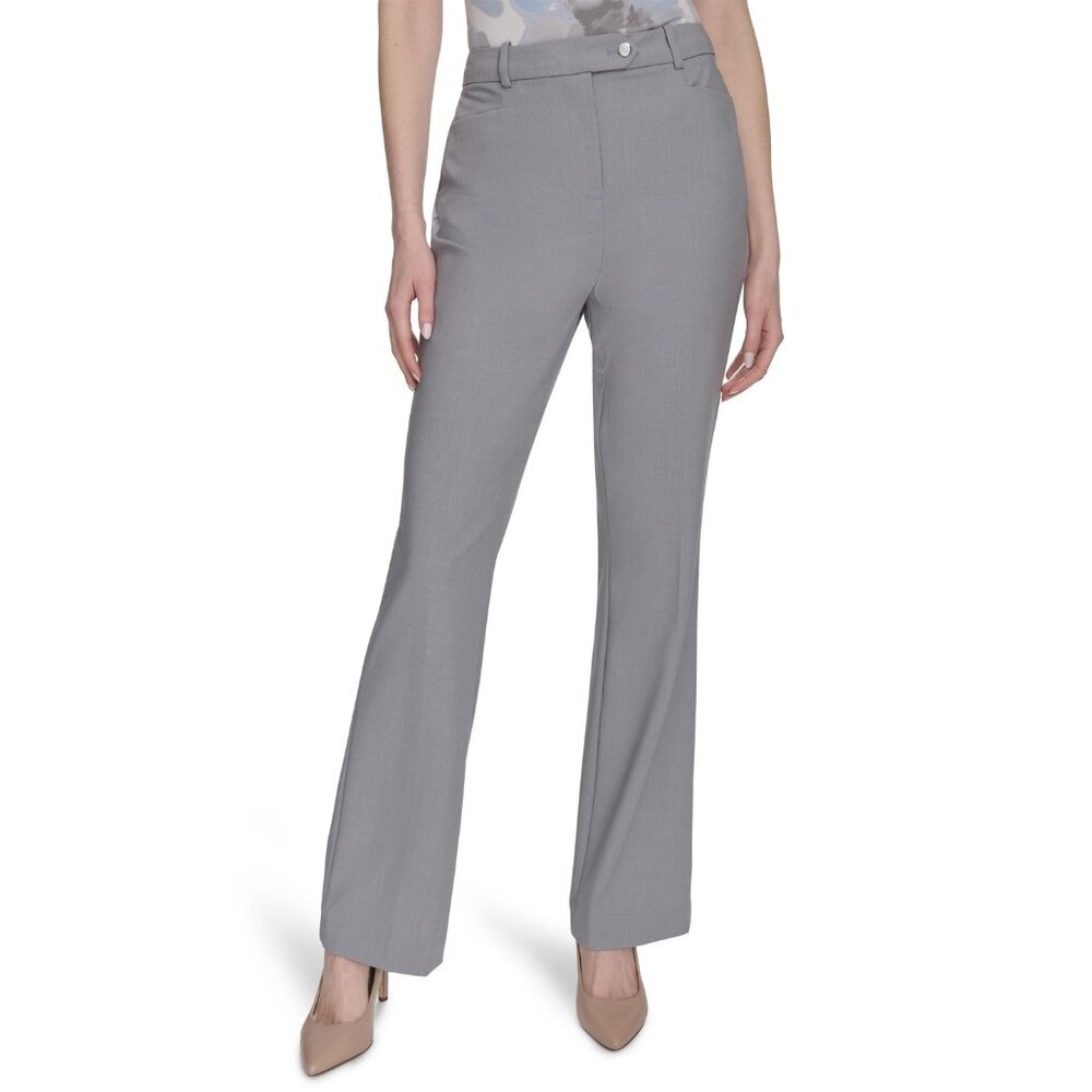 Calvin Klein Women's Modern Fit Straight-Leg Pants Gray Size 8 MSRP $99